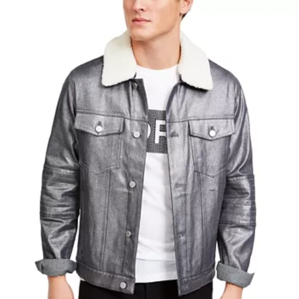 Metallic Moto Trucker Jacket